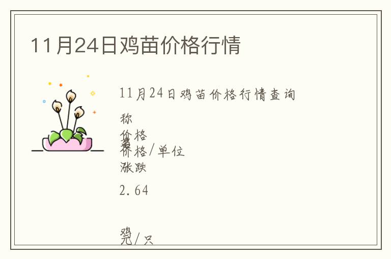 11月24日雞苗價(jià)格行情