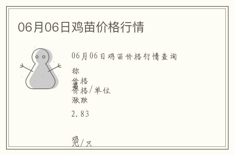06月06日雞苗價格行情