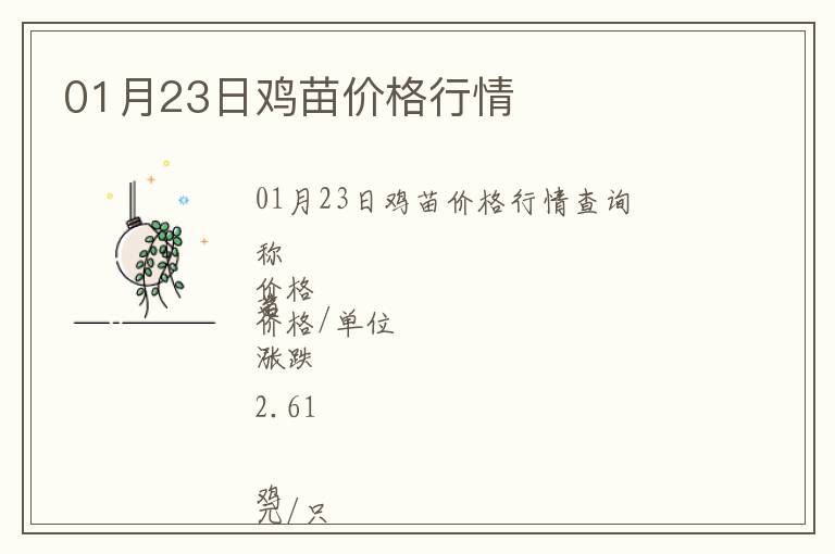 01月23日雞苗價格行情