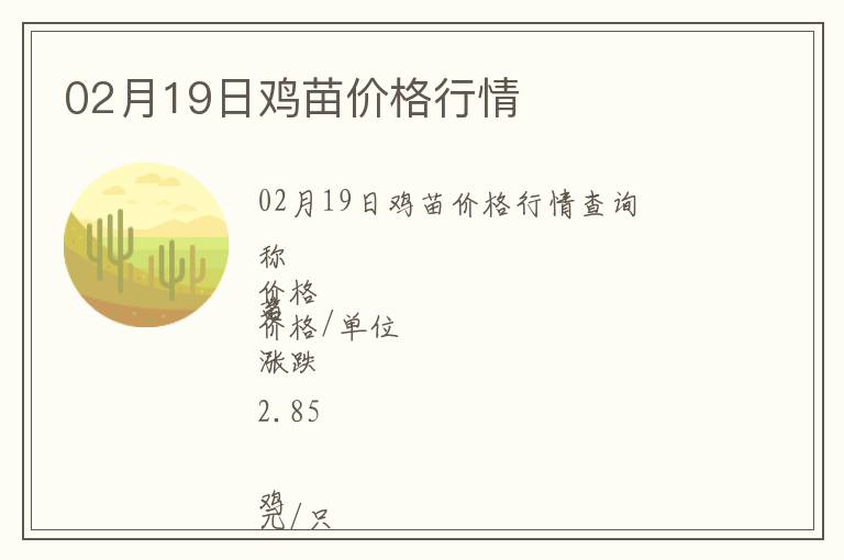 02月19日雞苗價格行情