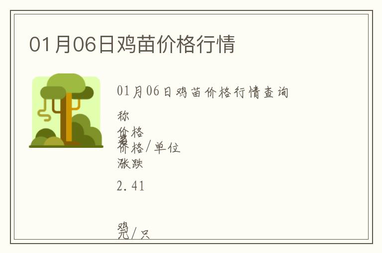 01月06日雞苗價格行情