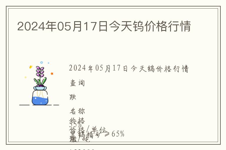 2024年05月17日今天鎢價格行情