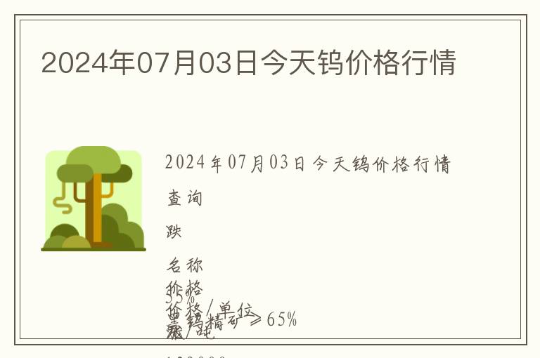 2024年07月03日今天鎢價格行情