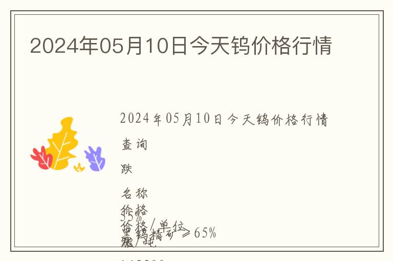 2024年05月10日今天鎢價(jià)格行情