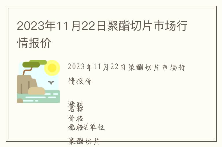 2023年11月22日聚酯切片市場(chǎng)行情報(bào)價(jià)