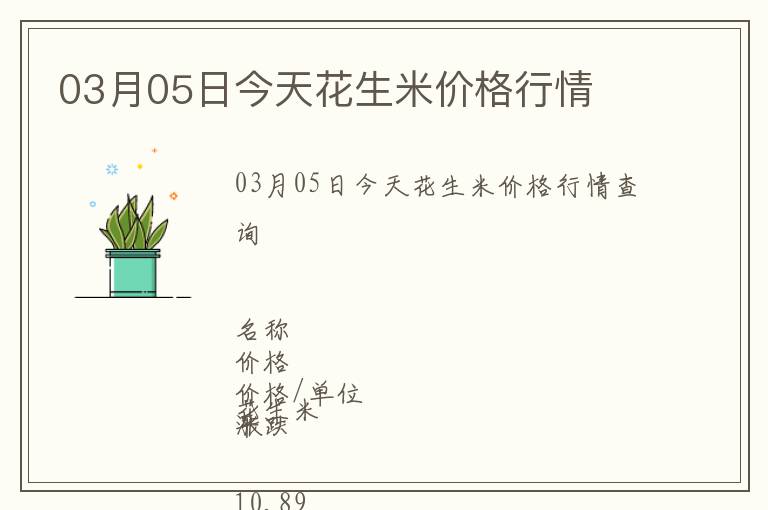 03月05日今天花生米價格行情