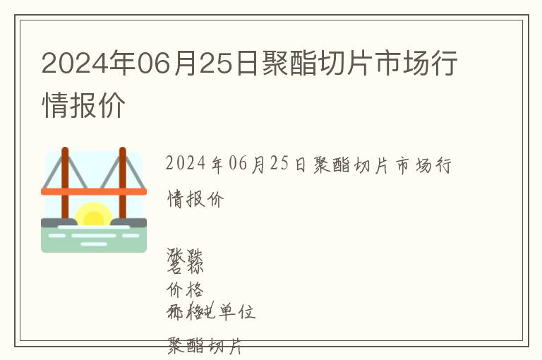 2024年06月25日聚酯切片市場行情報(bào)價(jià)