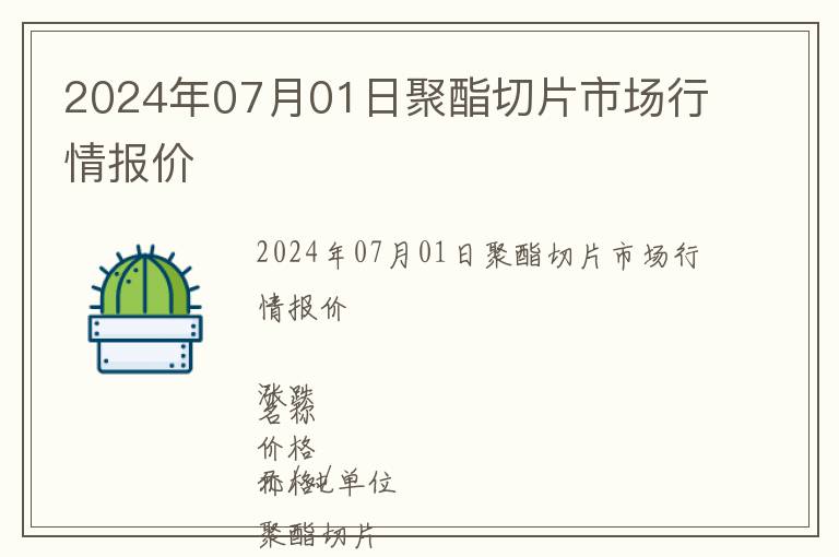 2024年07月01日聚酯切片市場行情報價