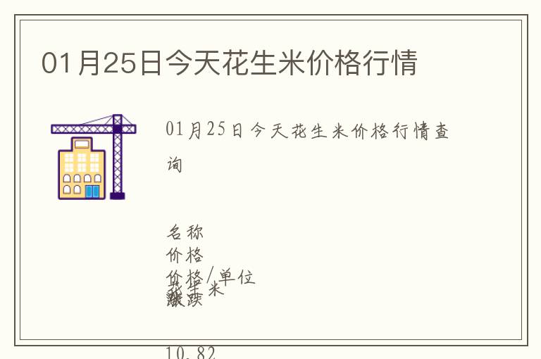 01月25日今天花生米價格行情