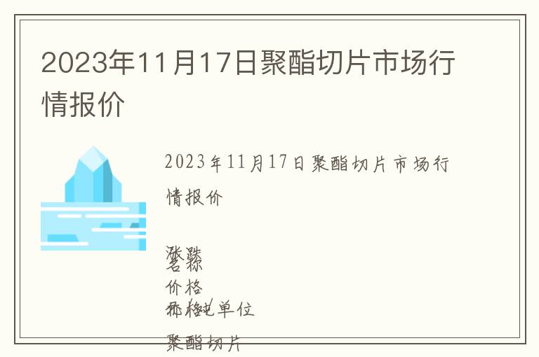 2023年11月17日聚酯切片市場行情報價