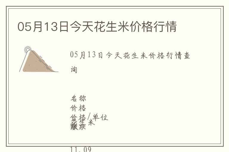 05月13日今天花生米價格行情