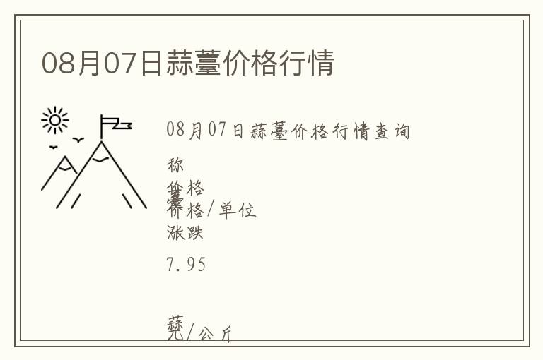 08月07日蒜薹價格行情