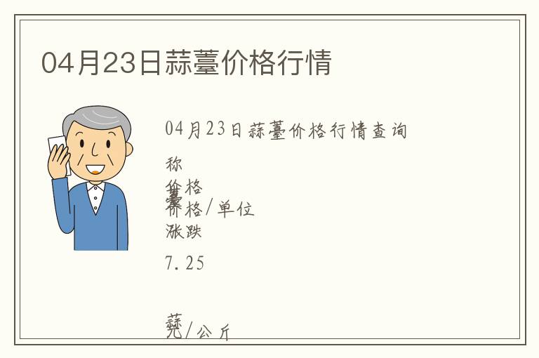 04月23日蒜薹價格行情