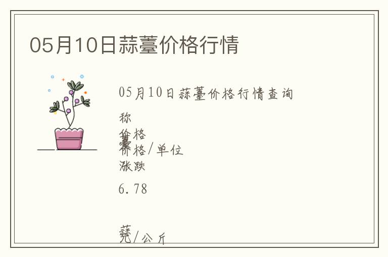 05月10日蒜薹價格行情