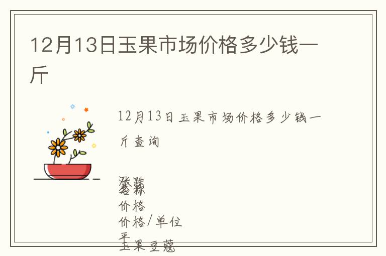 12月13日玉果市場價格多少錢一斤
