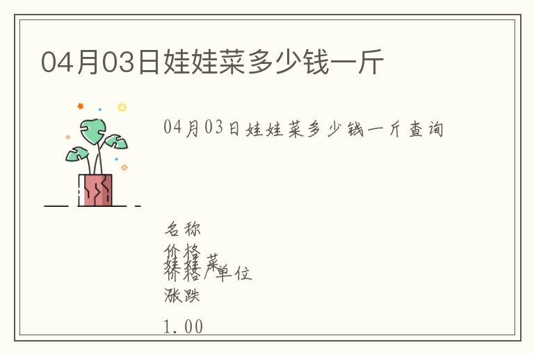 04月03日娃娃菜多少錢一斤