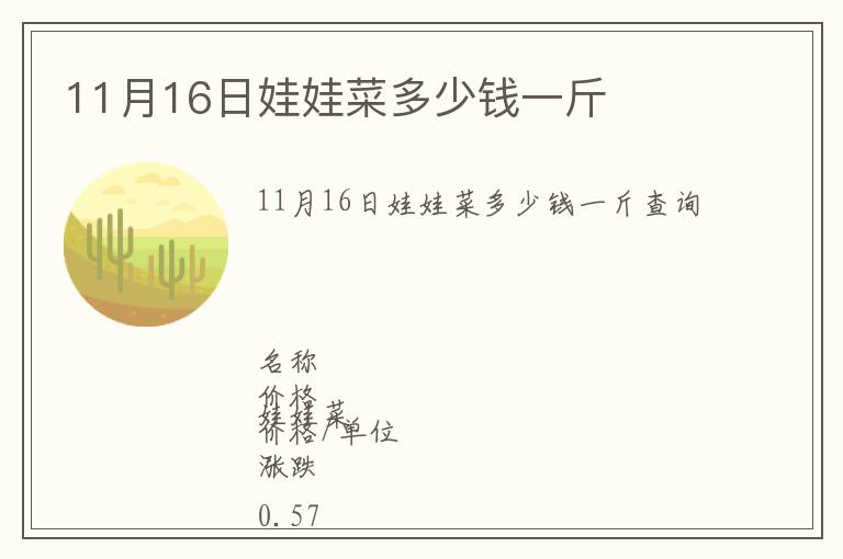 11月16日娃娃菜多少錢一斤
