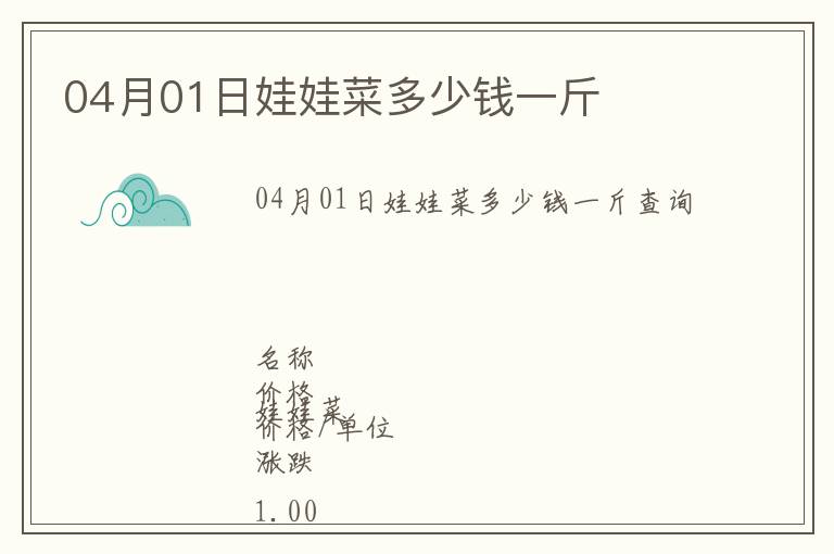 04月01日娃娃菜多少錢一斤