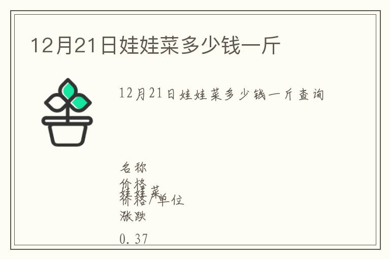 12月21日娃娃菜多少錢一斤