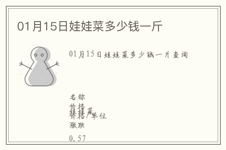 01月15日娃娃菜多少錢一斤