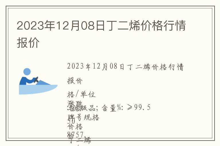 2023年12月08日丁二烯價格行情報價
