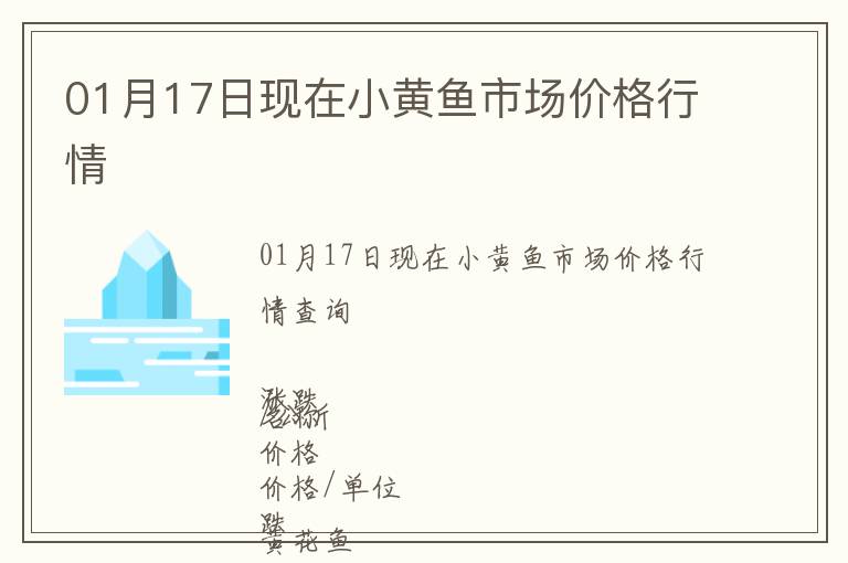 01月17日現(xiàn)在小黃魚市場價格行情