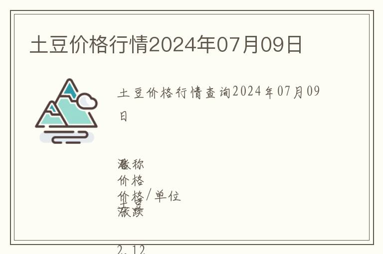 土豆價(jià)格行情2024年07月09日