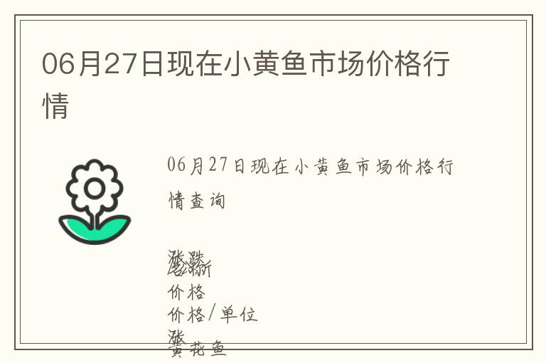 06月27日現在小黃魚市場價格行情