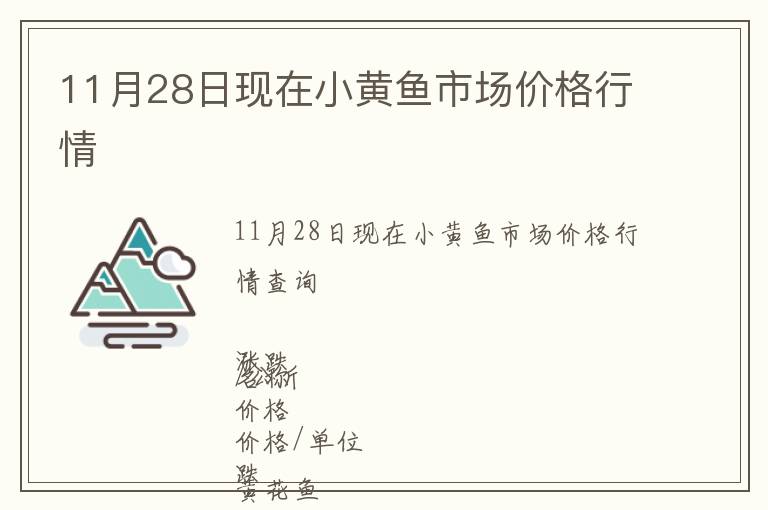 11月28日現(xiàn)在小黃魚市場價格行情