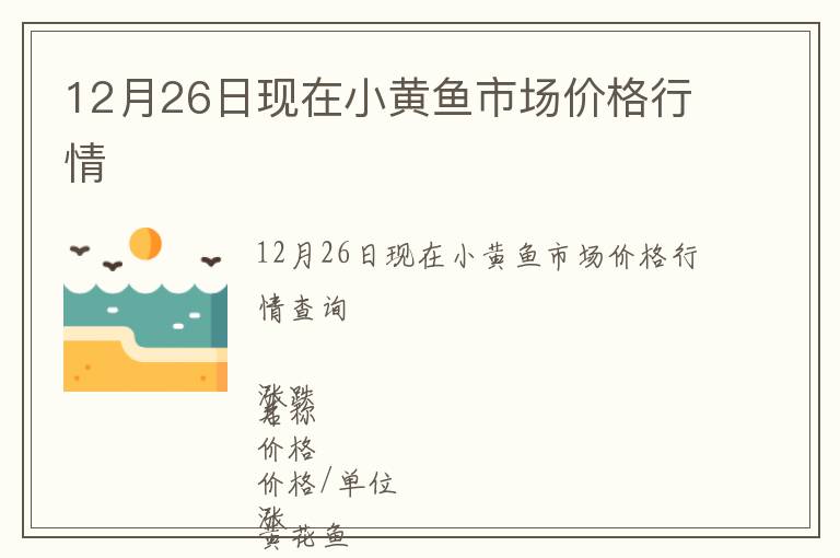 12月26日現在小黃魚市場價格行情