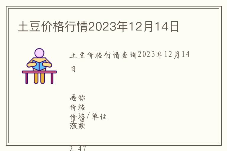 土豆價(jià)格行情2023年12月14日