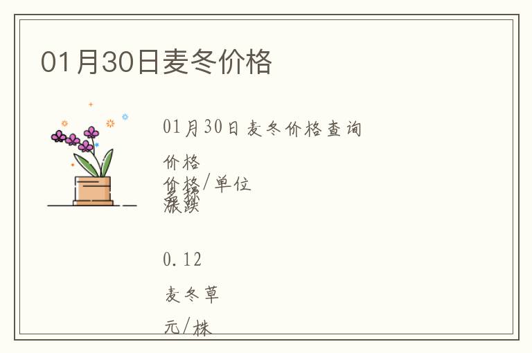 01月30日麥冬價(jià)格