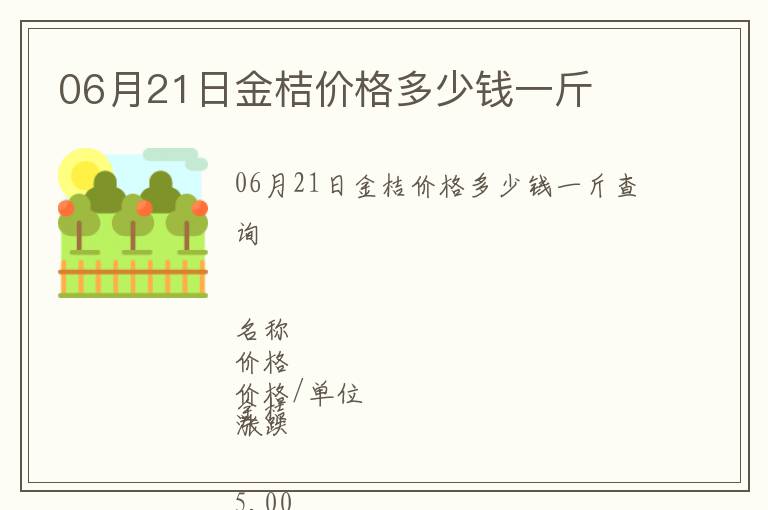 06月21日金桔價(jià)格多少錢一斤