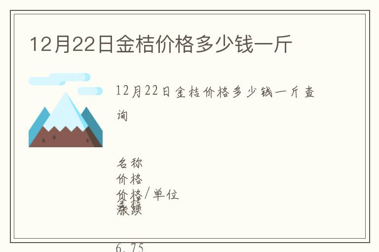 12月22日金桔價格多少錢一斤
