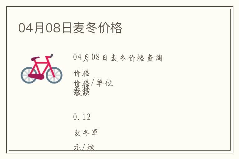 04月08日麥冬價格