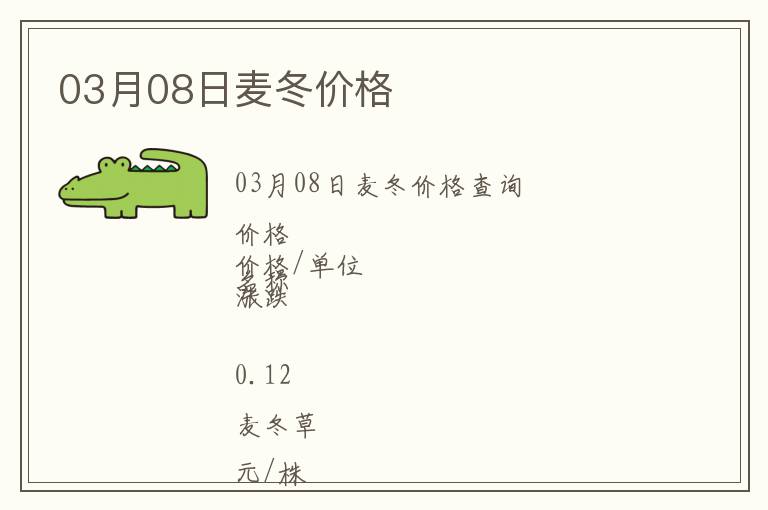 03月08日麥冬價格