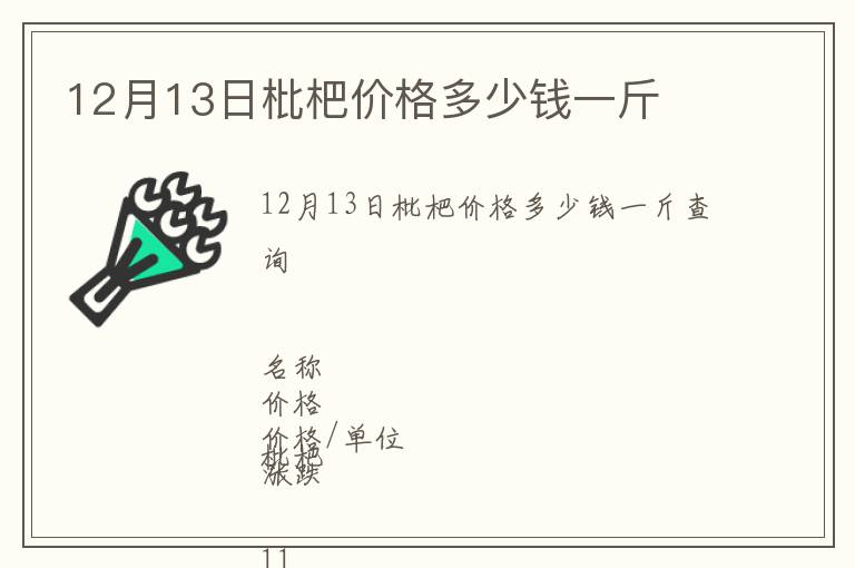 12月13日枇杷價格多少錢一斤
