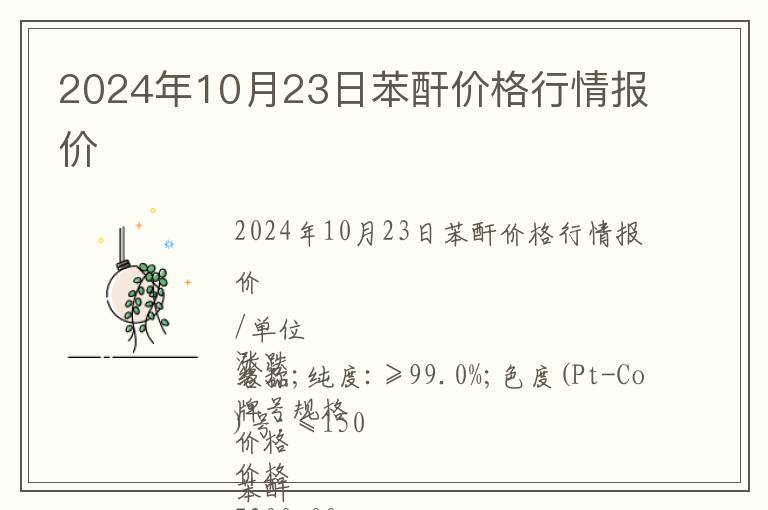 2024年10月23日苯酐價格行情報價