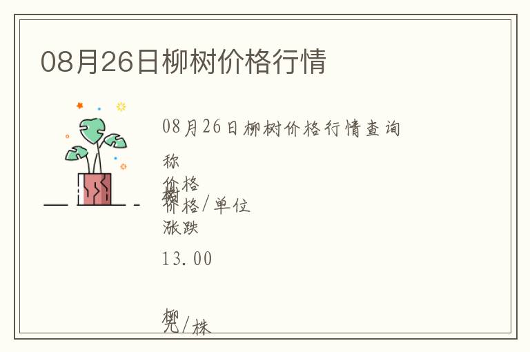 08月26日柳樹價格行情