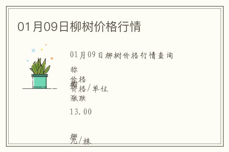01月09日柳樹價格行情