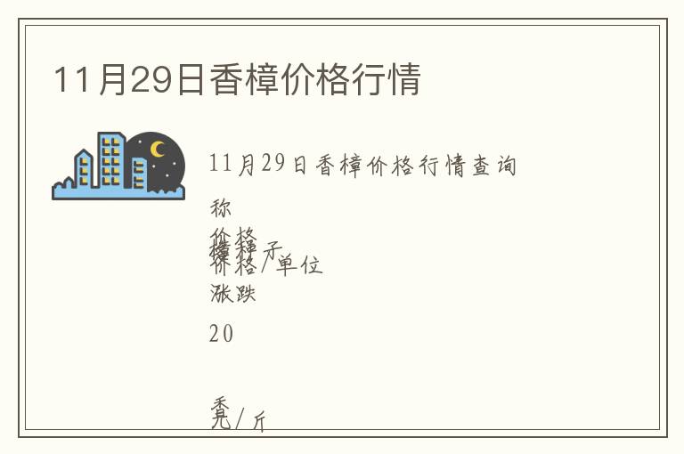 11月29日香樟價格行情