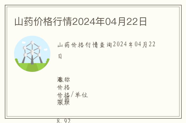 山藥價格行情2024年04月22日
