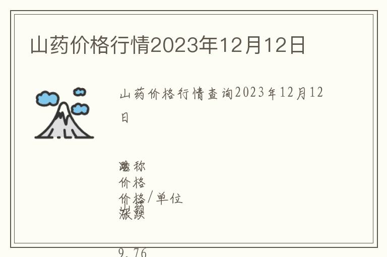 山藥價(jià)格行情2023年12月12日