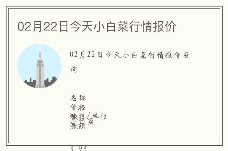 02月22日今天小白菜行情報(bào)價(jià)