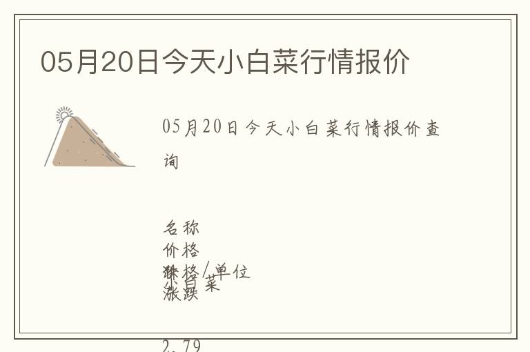 05月20日今天小白菜行情報價