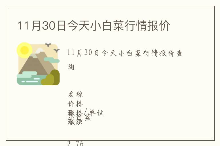 11月30日今天小白菜行情報價