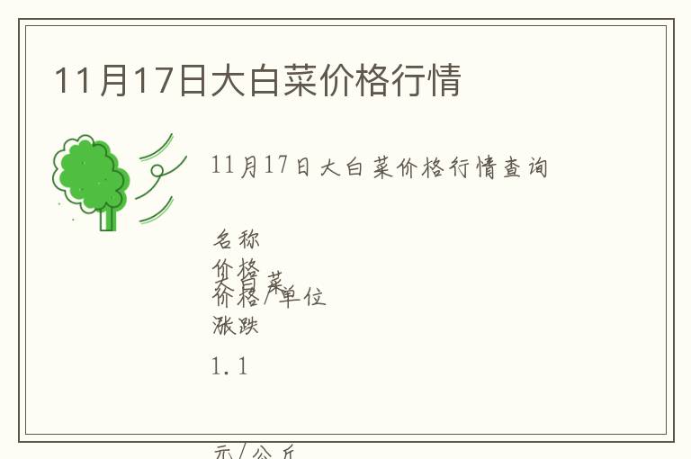 11月17日大白菜價(jià)格行情