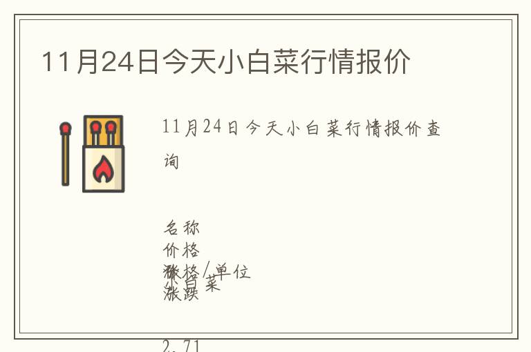 11月24日今天小白菜行情報價