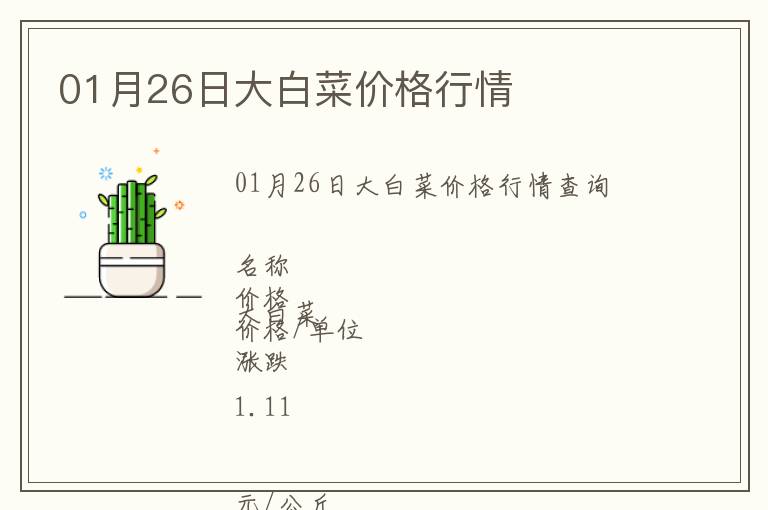 01月26日大白菜價格行情