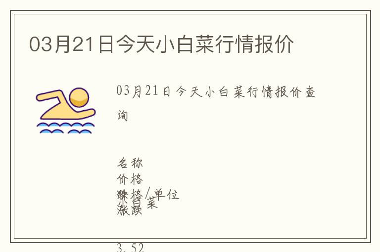 03月21日今天小白菜行情報價